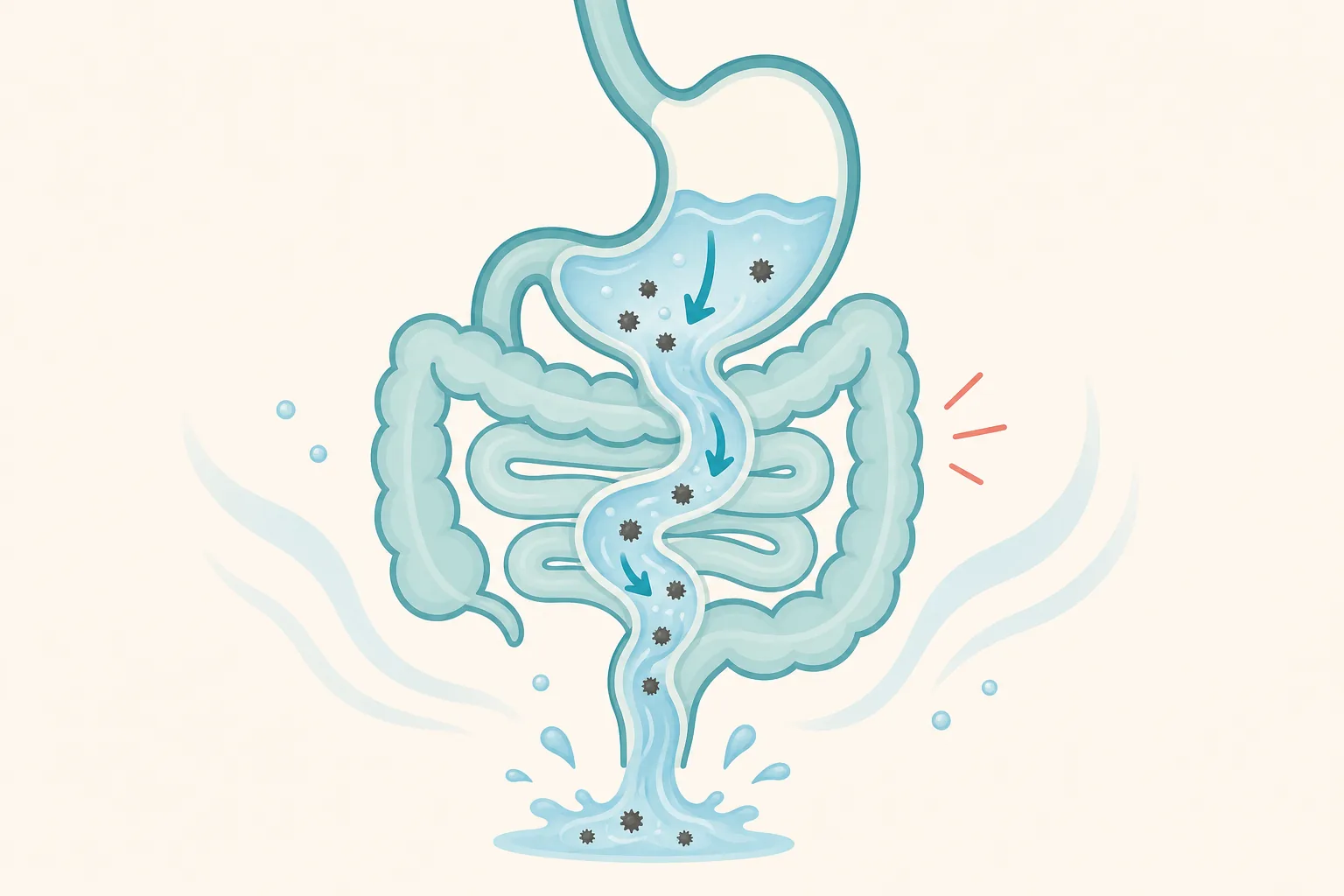 A stomach and intestine gently flushing small toxins out.