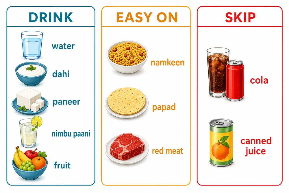 Kidney stone diet guide for Delhi and Gurgaon: drink water and dahi, go easy on namkeen and red meat, skip canned drinks and juices